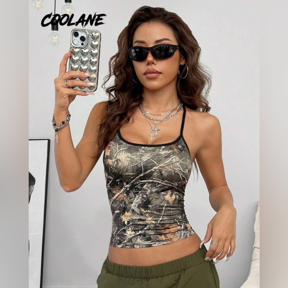 Coolane | Branch Camo Print Cami Tank Top
